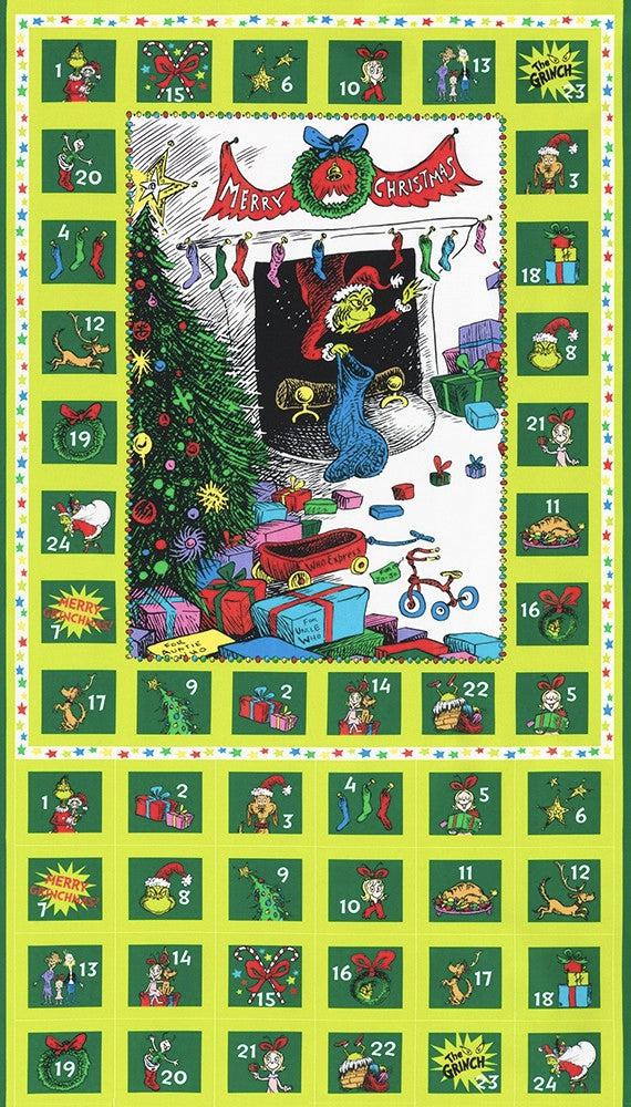 How the Grinch Stole Christmas Grinchmas Advent Calendar Panel 24"x 44/45"-Robert Kaufman-My Favorite Quilt Store