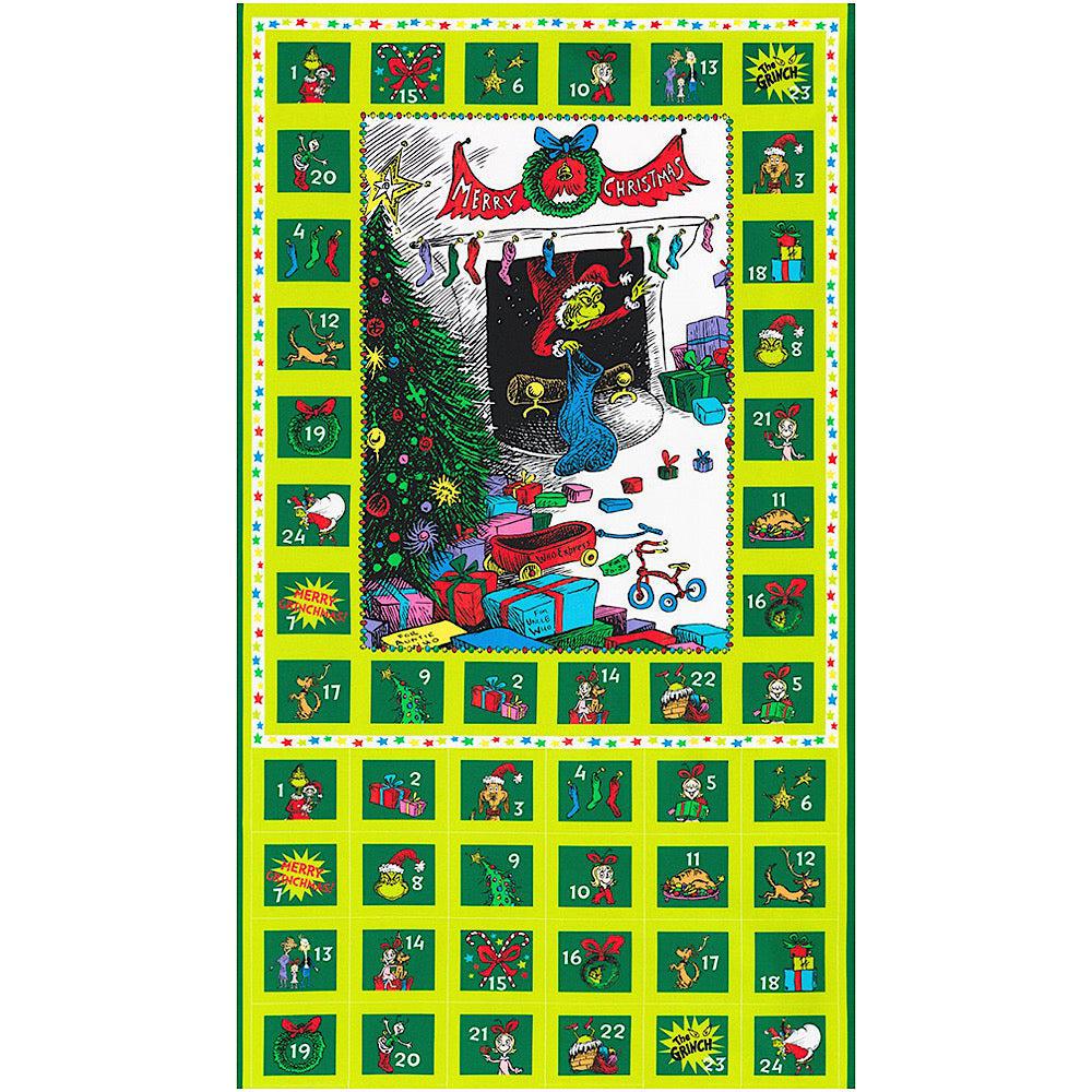 How the Grinch Stole Christmas Grinchmas Advent Calendar Panel 24"x 44/45"-Robert Kaufman-My Favorite Quilt Store