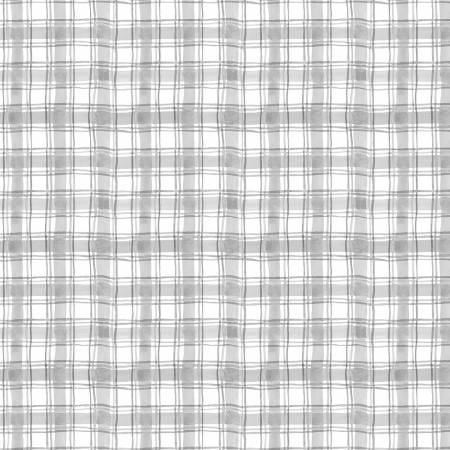 Hummingbird Floral  Gray Plaid Fabric