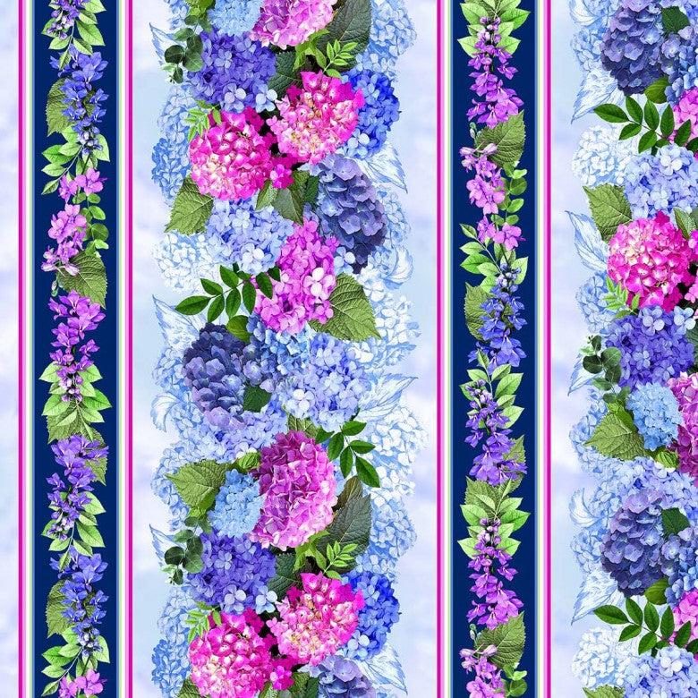 Hydrangea Dreams Delft Spring Dream Stripe Fabric