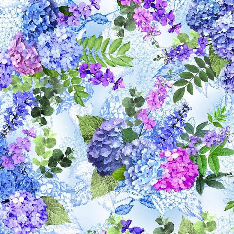 Hydrangea Dreams Delft Spring Garden Fabric