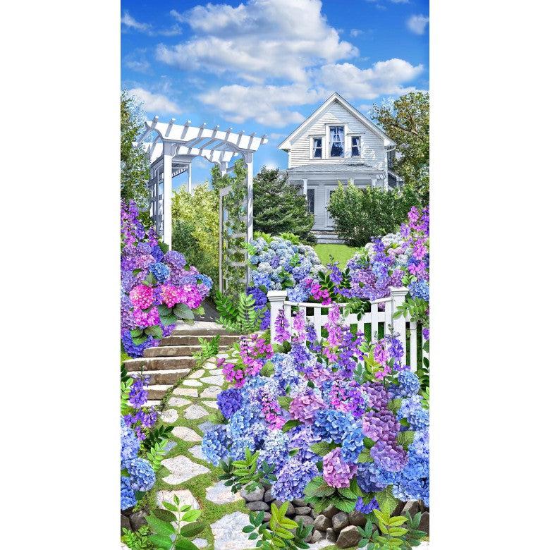 Hydrangea Dreams Multi Hydrangea Cottage Panel 24"-Michael Miller Fabrics-My Favorite Quilt Store