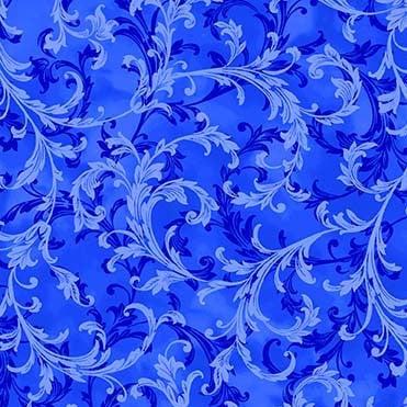 Hydrangea Dreams Sapphire Spring Scroll Fabric