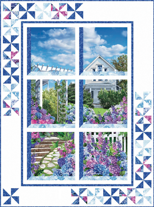 Hydrangea Dreams Window Quilt Kit-Michael Miller Fabrics-My Favorite Quilt Store