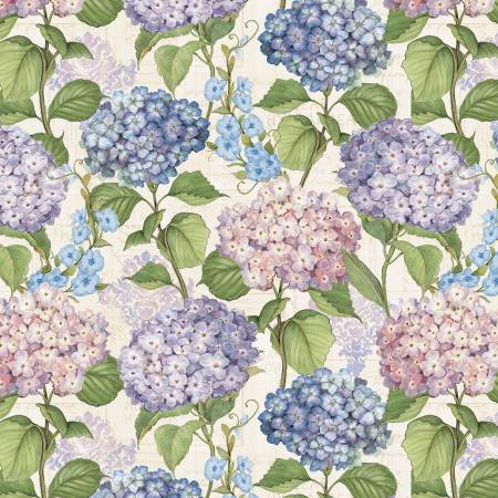 Hydrangea Mist Cream Hydrangeas All Over Fabric-Wilmington Prints-My Favorite Quilt Store