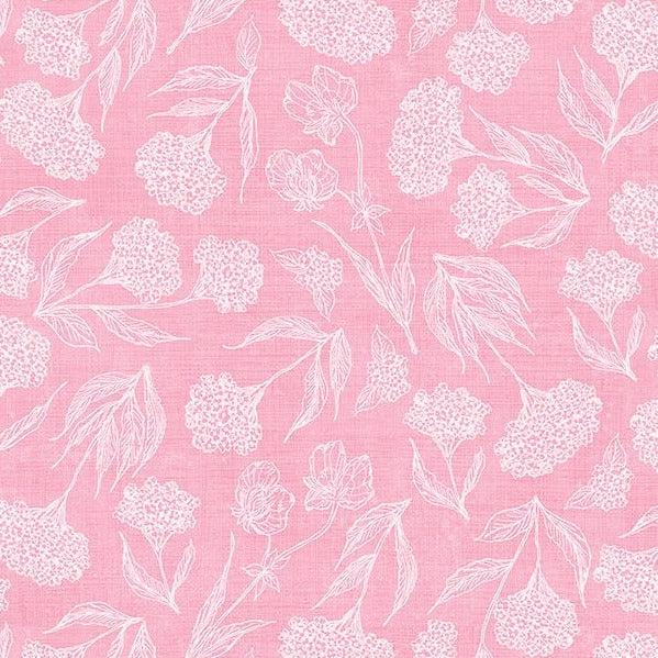 Hydrangea Mist Pink Toile Fabric