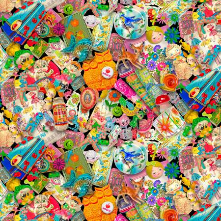 I Heart Kitsch Multi Kitschy Allover Fabric-Michael Miller Fabrics-My Favorite Quilt Store