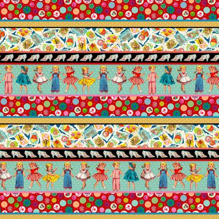 I Heart Kitsch Multi Kitschy Stripe Fabric-Michael Miller Fabrics-My Favorite Quilt Store