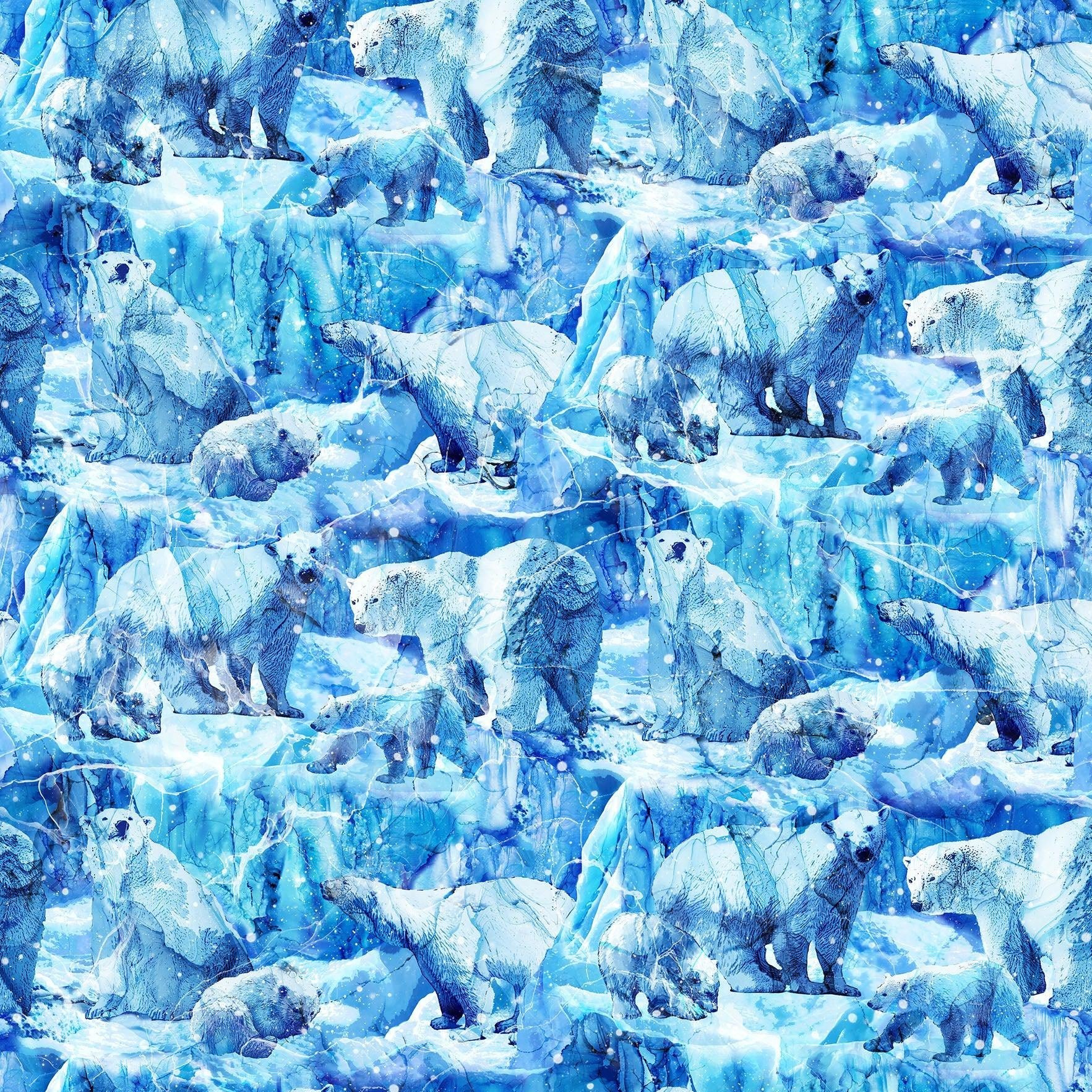 Illuminations Blue Packed Bears Digital Print Fabric