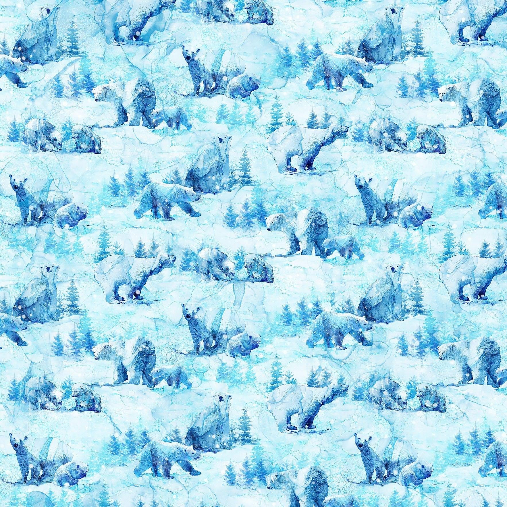 Illuminations Light Blue Open Bears Digital Print Fabric-Northcott Fabrics-My Favorite Quilt Store