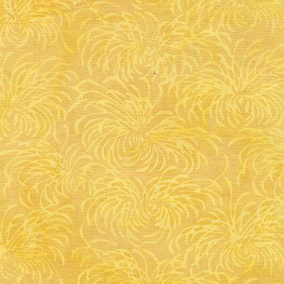 Imperial Mums Yellow Cornmeal Spider Mum Batik Fabric