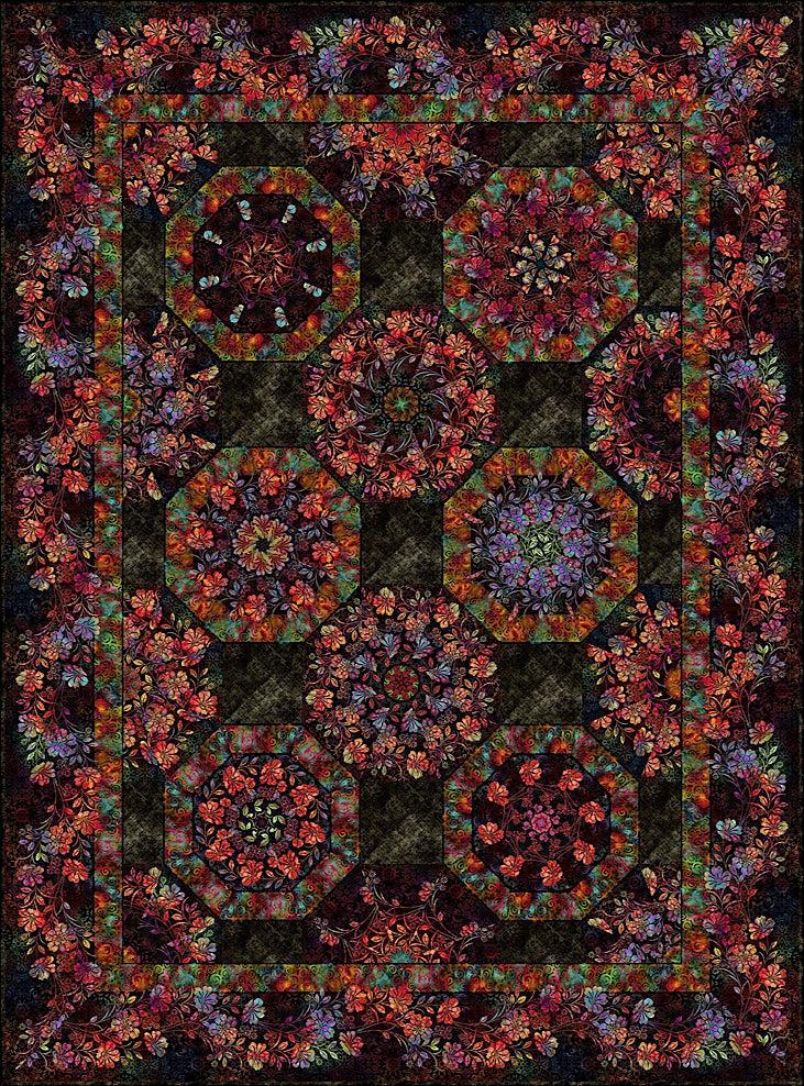 Impressions Black Kaleidoscope Floral Quilt Kit-In The Beginning Fabrics-My Favorite Quilt Store