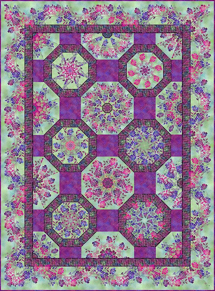 Impressions Magenta Kaleidoscope Floral Quilt Kit-In The Beginning Fabrics-My Favorite Quilt Store