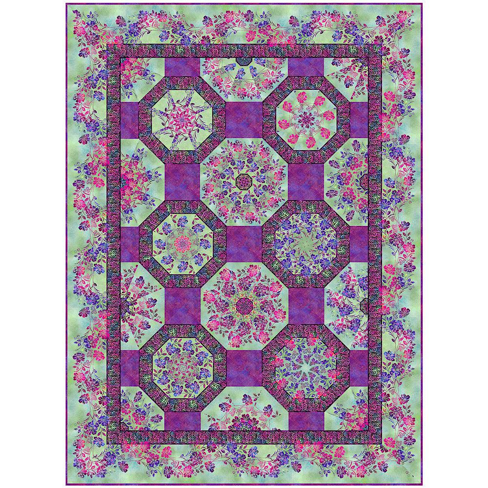 Impressions Magenta Kaleidoscope Floral Quilt Kit-In The Beginning Fabrics-My Favorite Quilt Store