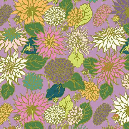 In the Garden Lilac Dahlia Love Fabric-Windham Fabrics-My Favorite Quilt Store