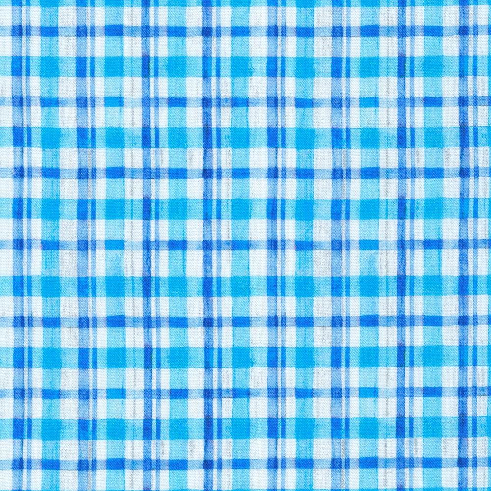 Independence Day Blue Plaid Fabric