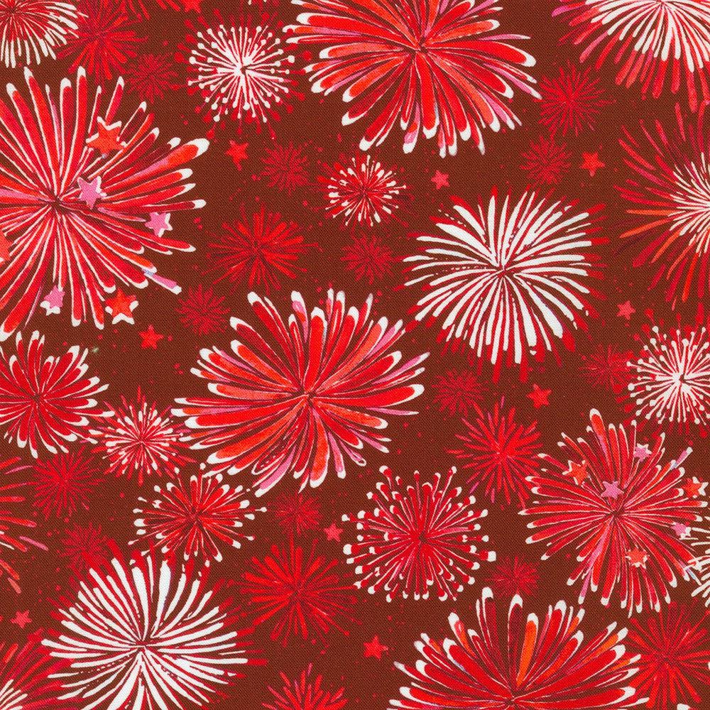 Independence Day Red Fireworks Fabric