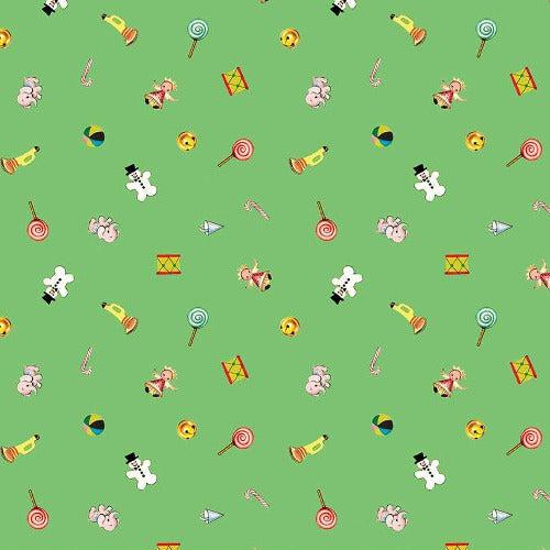 Jingle Bells Green Toys Fabric-Riley Blake Fabrics-My Favorite Quilt Store