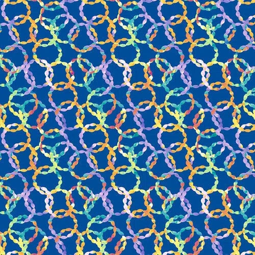 Joy of Color Blue Linked Circles Fabric