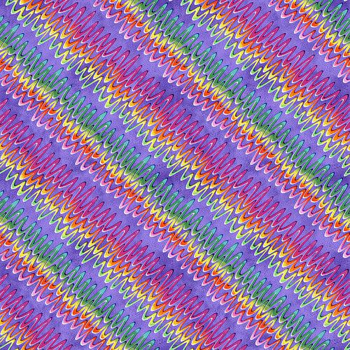 Joy of Color Purple Squiggle Lines Fabric