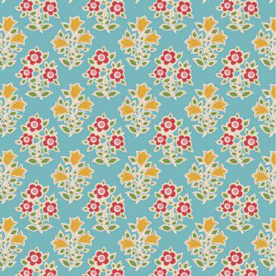 Jubilee Blenders Teal Farm Flowers Fabric-Tilda Fabrics-My Favorite Quilt Store