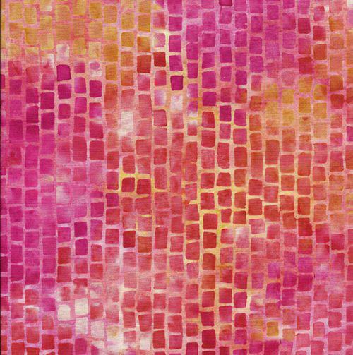 Juicy Mosaics Pink Punch Grid Batik Fabric