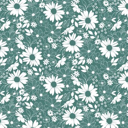 Juliette Teal Floral Toile Fabric-Wilmington Prints-My Favorite Quilt Store