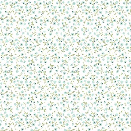 Juliette Teal Small Floral Fabric-Wilmington Prints-My Favorite Quilt Store