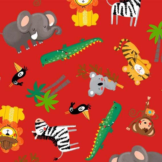 Jungle Explorers Red Let's Explore Fabric-Michael Miller Fabrics-My Favorite Quilt Store