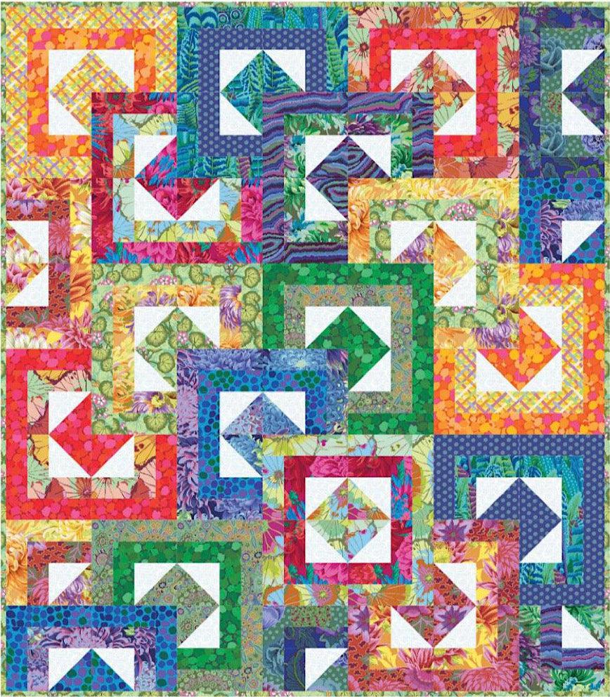 Kaffe All Stacked Up Rainbow Colorway Quilt Kit-Free Spirit Fabrics-My Favorite Quilt Store