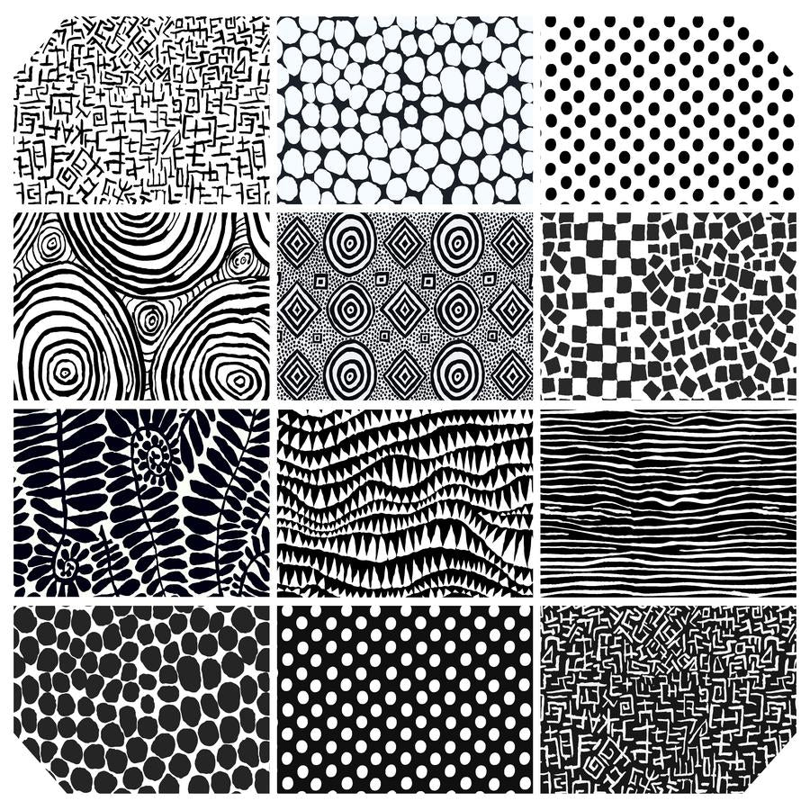Kaffe Black and White 10" Charms-Free Spirit Fabrics-My Favorite Quilt Store