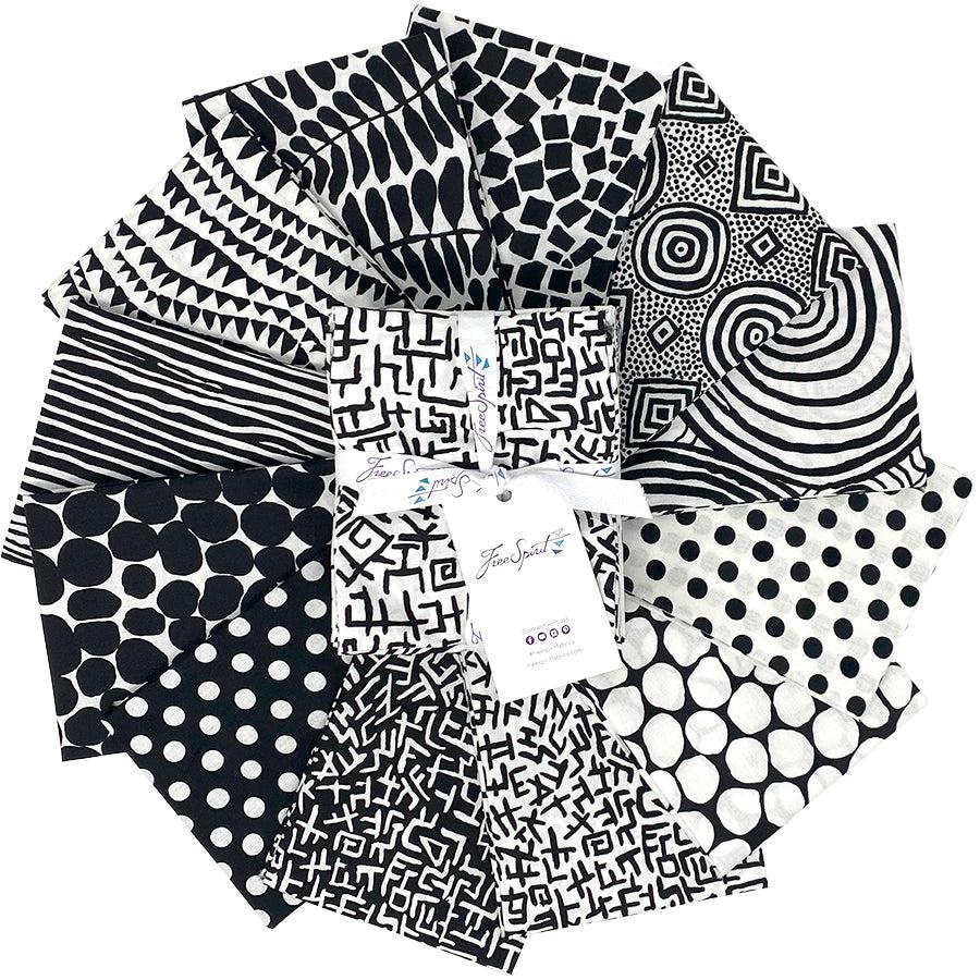Stof - Black and White Fat Quarter Bundle 6pk 744674000125 - Quilt in a Day  / Quilting Fabric