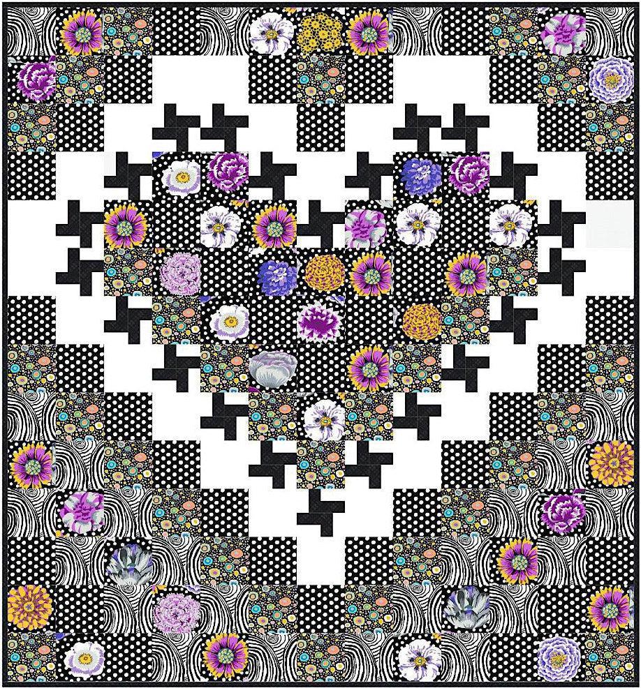 Kaffe Black and White Heart Quilt Kit-Free Spirit Fabrics-My Favorite Quilt Store