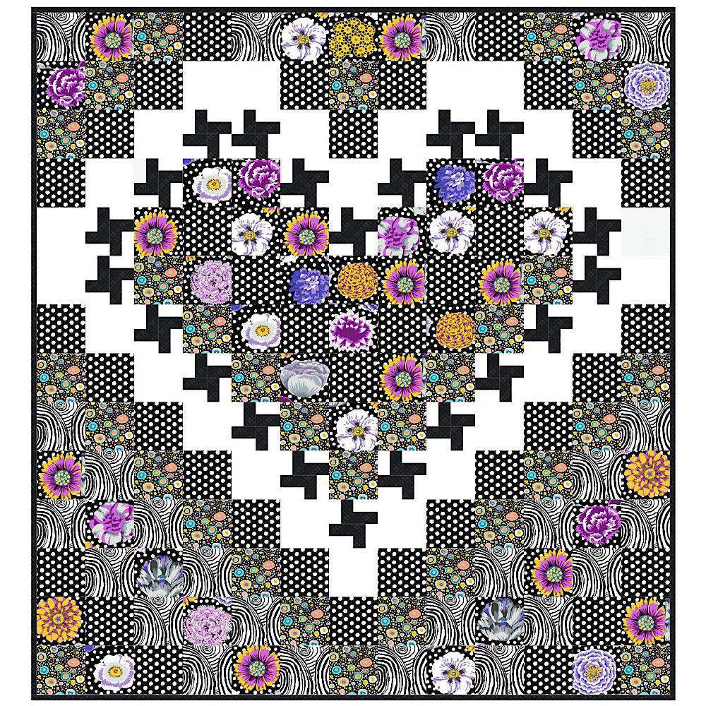 Kaffe Black and White Heart Quilt Kit-Free Spirit Fabrics-My Favorite Quilt Store