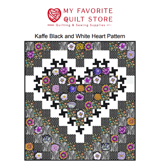 Kaffe Black and White Heart Quilt Pattern - Digital Download