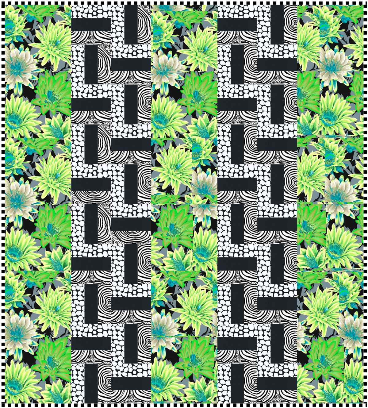 Kaffe Cactus Contrast Winter Garden Plus Quilt Kit-Free Spirit Fabrics-My Favorite Quilt Store