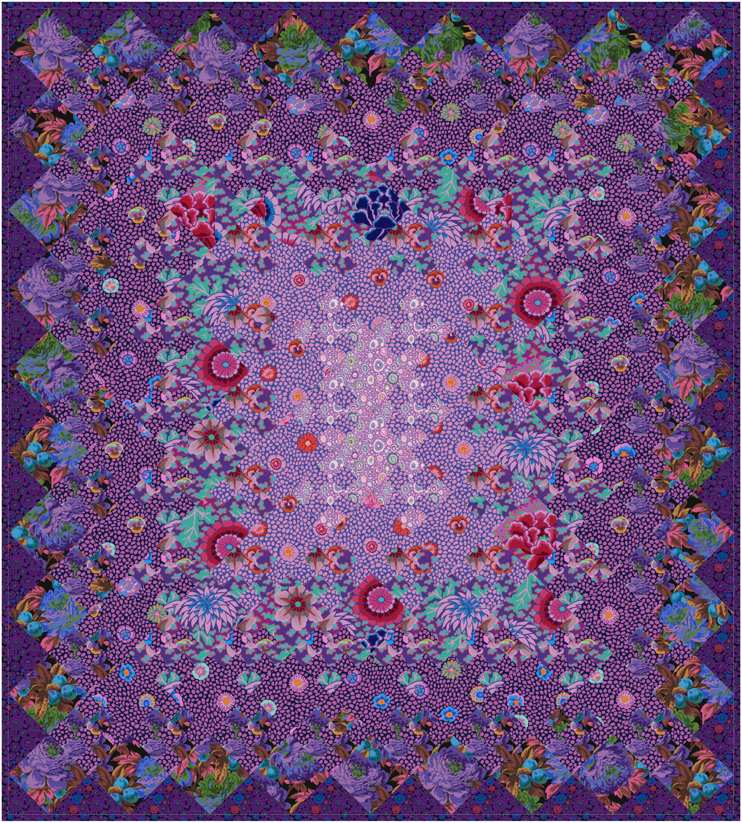 Kaffe Charming Blooms Purple Throw Quilt Kit-Free Spirit Fabrics-My Favorite Quilt Store