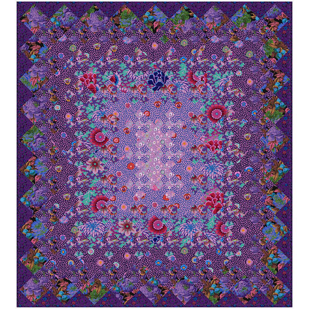 Kaffe Charming Blooms Purple Throw Quilt Kit-Free Spirit Fabrics-My Favorite Quilt Store
