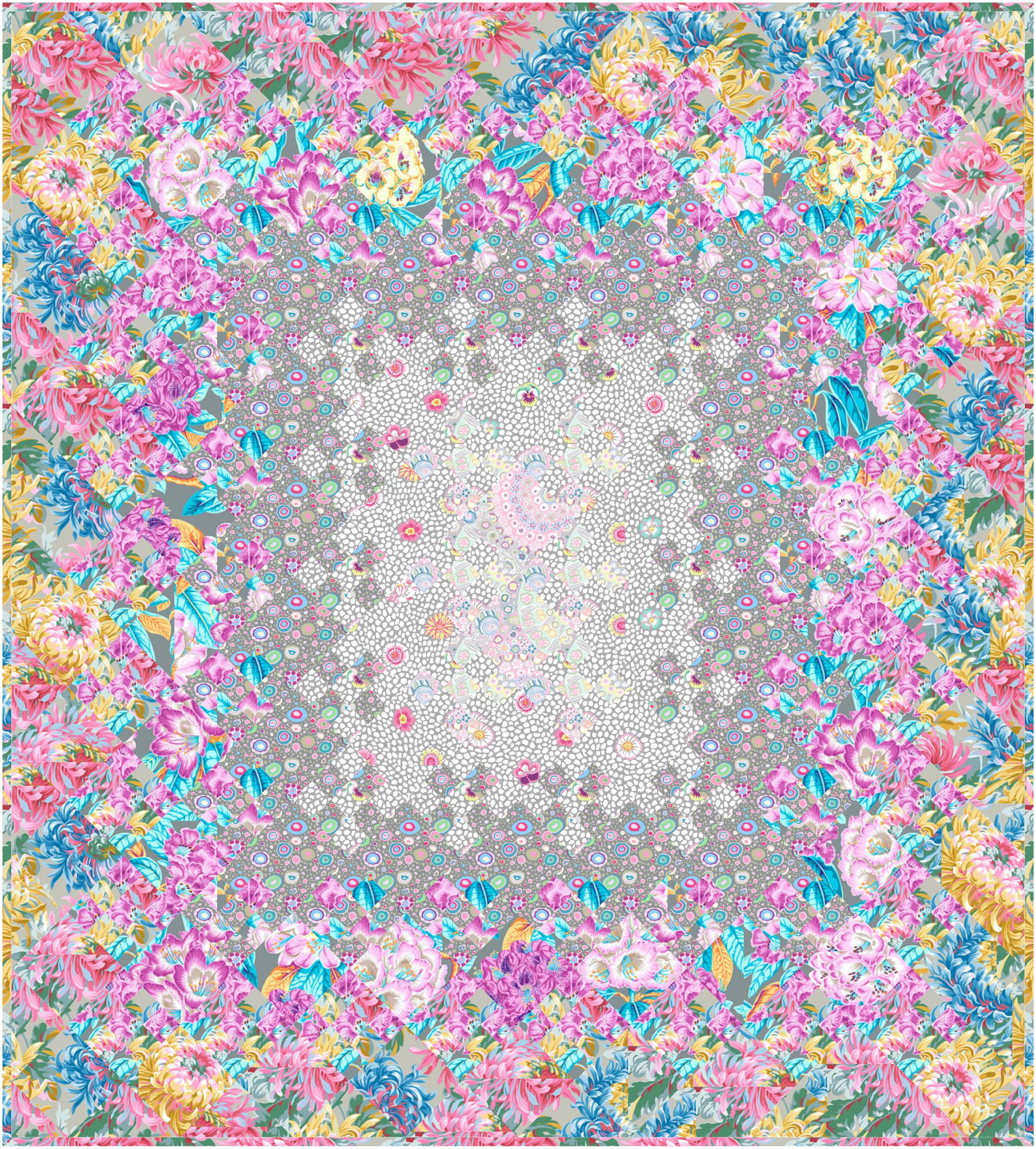 Kaffe Charming Blooms Spring Throw Quilt Kit-Free Spirit Fabrics-My Favorite Quilt Store