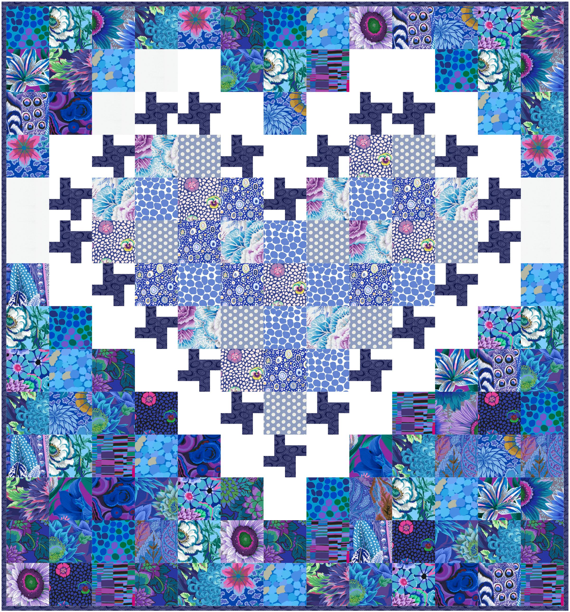 Kaffe Classic Blue Heart Quilt Kit-Free Spirit Fabrics-My Favorite Quilt Store
