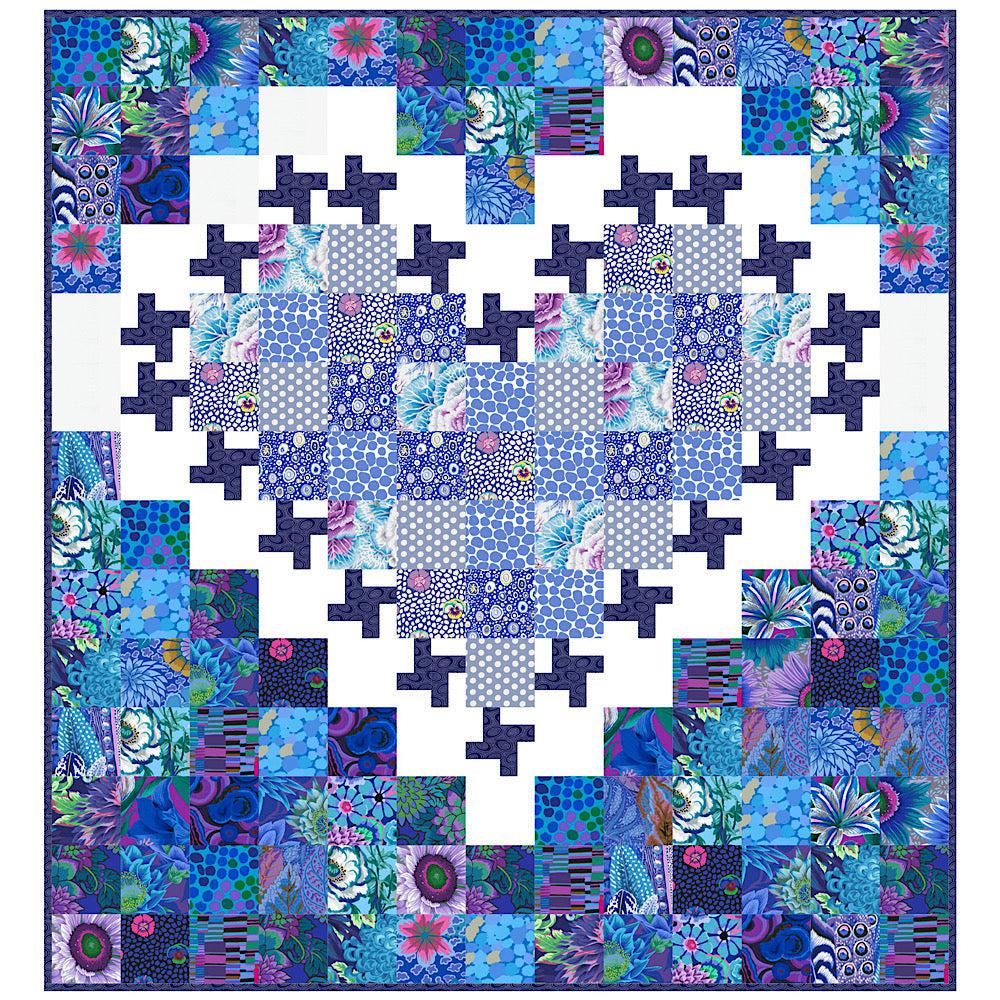 Kaffe Classic Blue Heart Quilt Kit-Free Spirit Fabrics-My Favorite Quilt Store