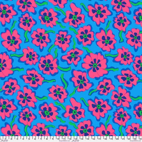 Kaffe Collective August 2023 Blue Camo Flower Fabric-Free Spirit Fabrics-My Favorite Quilt Store