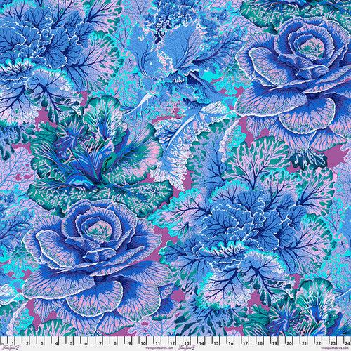 Kaffe Collective August 2023 Blue Curly Kale Fabric-Free Spirit Fabrics-My Favorite Quilt Store