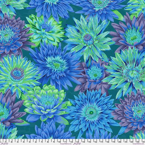 Kaffe Collective August 2023 Blue Tropical Water Lilies Fabric-Free Spirit Fabrics-My Favorite Quilt Store