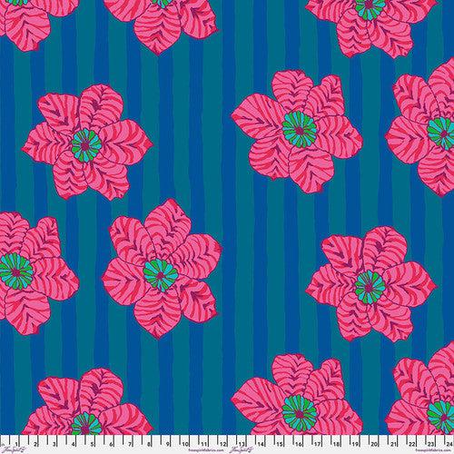 Kaffe Collective August 2023 Blue Zebra Lily Fabric-Free Spirit Fabrics-My Favorite Quilt Store