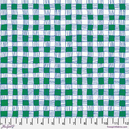 Kaffe Collective August 2023 Green Gingham Fabric-Free Spirit Fabrics-My Favorite Quilt Store