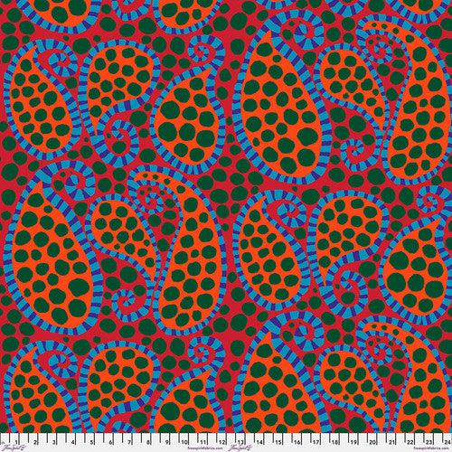 Kaffe Collective August 2023 Red Paisley Dot Fabric-Free Spirit Fabrics-My Favorite Quilt Store