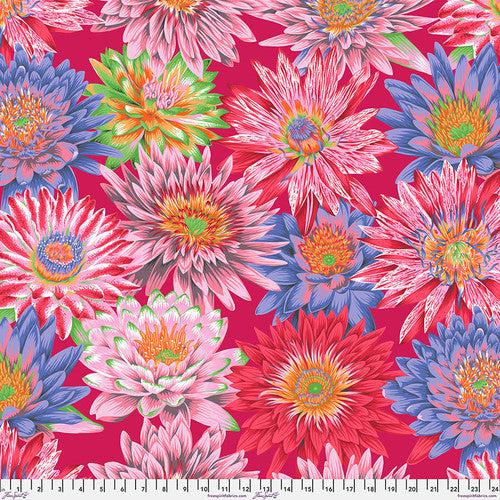 Kaffe Collective August 2023 Red Tropical Water Lilies Fabric-Free Spirit Fabrics-My Favorite Quilt Store