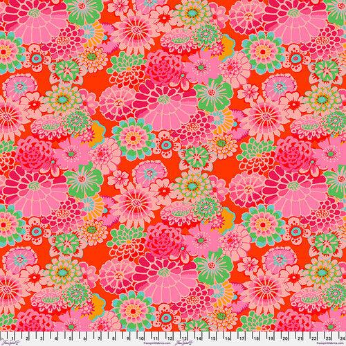 Kaffe Collective August 2023 Tomato Asian Circles Fabric-Free Spirit Fabrics-My Favorite Quilt Store