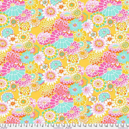 Kaffe Collective August 2023 Yellow Asian Flower Fabric-Free Spirit Fabrics-My Favorite Quilt Store